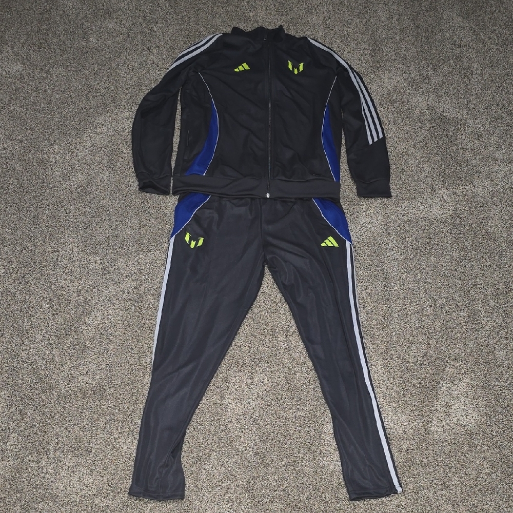 Addidas Black and Blue Tracksuit with Yellow Accents